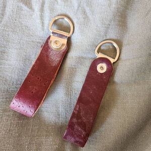 Loop leather key chains chunky thick western bundle of 2 pieces